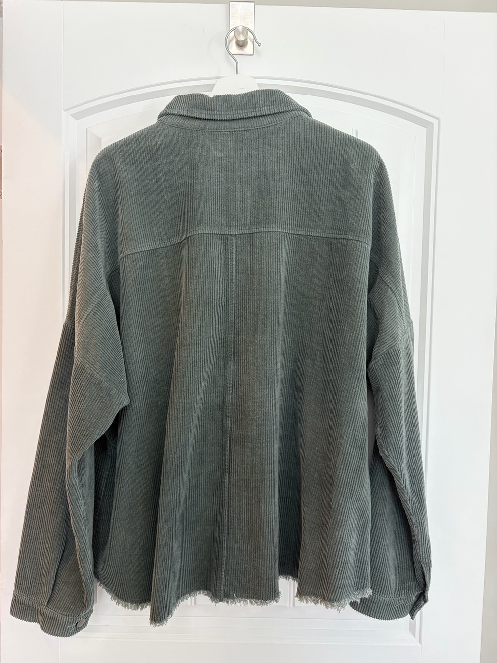 CHIC SOUL I Corduroy Button-Up Shacket, Olive Green - Picture 7 of 7